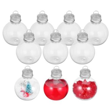 Imagem de Hemobllo Pacote com 10 garrafas de plástico vazias de 150 ml em formato de lâmpada – Enfeites de Natal preenchíveis para doces de Natal