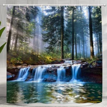 Imagem de Cachoeiras, cortina de chuveiro, neblina, floresta, luz solar, natureza, paisagem, árvore, primavera, floresta, tropical, selva, planta, conjunto de banheiro, acessórios de banheira, tecido de