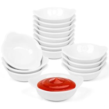 Imagem de Wuqoioo Prato de molho de soja, pacote com 16 tigelas de cerâmica de 60 ml, mini tigelas de mergulho, copos de molho para churrasco, condimentos, aperitivo, sobremesa, sushi, festa