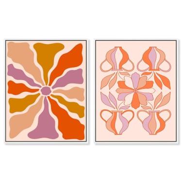 Imagem de Parisian Pink Haven Impressão em tela sala de estar conjunto de 2 arte de parede por Art Remedy, moldura branca, 20 x 24