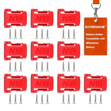 Imagem de Rivershine 10 pacotes de suporte de bateria para Milwaukee M18 48-11-1815, 48-11-1828, 48-11-1850, 48-11-1860 18V bateria (com 30 parafusos, sem bateria)