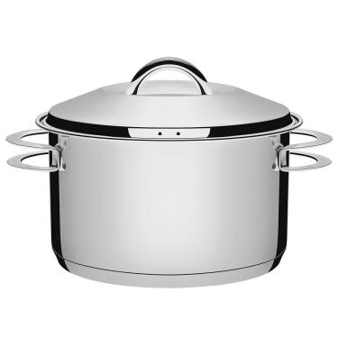 Imagem de Caçarola Tramontina Solar Funda 28 cm 8,4 L em Aço Inox Fundo Triplo com Tampa e Alças 62504280