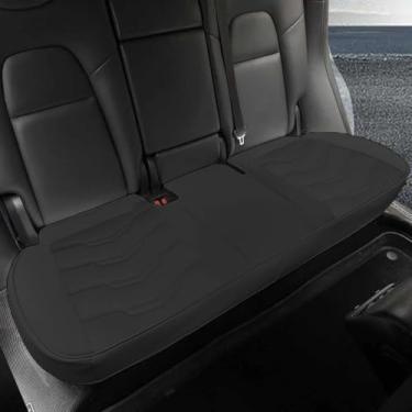 Imagem de Capa de assento 2 peças ajuste personalizado para Tesla modelo Y/3 protetor inferior de assento de carro, almofada de assento de carro de luxo frontal, resistente ao desgaste para acessórios 2020 2021