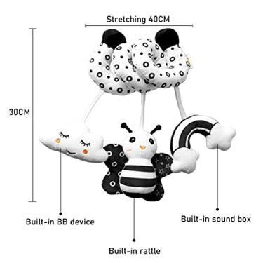 Imagem de Generic Brinquedos Pendurados para Berço de bebê de, Brinquedo Preto e Branco para Assento de Carro, Chocalhos de Pelúcia Seguros e Duráveis ​​para Recém-nascidos, Perfeito para Entretenimento de