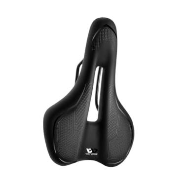 Imagem de Colaxi Selim de bicicleta de montanha confortável para substituição, assento de bicicleta em couro PU para ciclismo, Preto