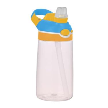 Imagem de Garrafa de água esportiva Tritan de 473 ml com canudo para crianças, meninas, meninos, garrafa de água portátil de 473 ml, copo infantil reutilizável à prova de vazamento, alça de transporte
