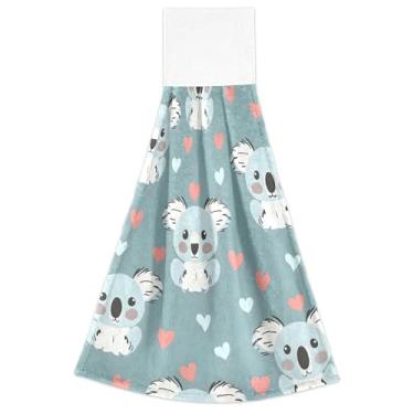 Imagem de Joisal Lindas toalhas de mão verde coala com laços para pendurar toalhas de chá de forno macias absorventes conjunto de 2, toalhas de cozinha decorativas 46 x 35 cm