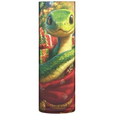 Imagem de Lindo vaso cilíndrico de cobra de Natal para decoração de mesa, vaso de plástico grande, fofo, exclusivo, moderno, decoração de casa, 30 x 9,9 cm