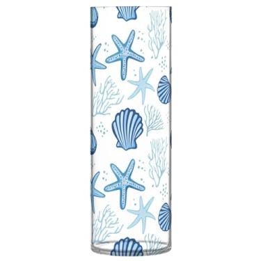 Imagem de CEBUGI Vaso cilíndrico para flores, estrela-do-mar, 10 cm x 30 cm, vaso transparente inquebrável para decoração de casa de festa de casamento