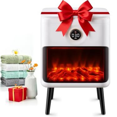 Imagem de AAOBOSI Aquecedores de toalha para banheiro, aquecedor de toalhas grande aquecido de 22L balde para roupas, roupão, efeito de chama dinâmico, temporizador de 30 a 120 minutos, trava de segurança