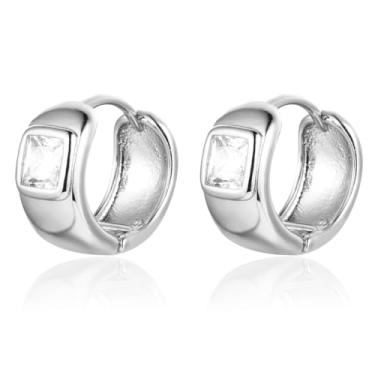 Imagem de LOMISS BRINCO FOLHEADO A OURO 18K ZIRCÔNIA QUADRADA (PRATA)