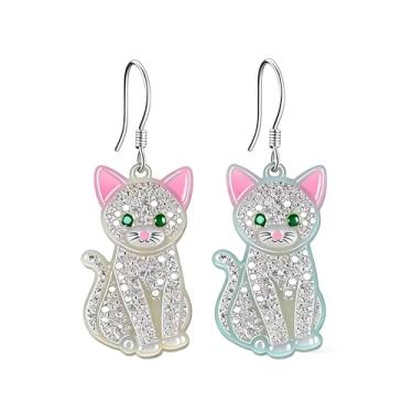 Imagem de OSCCI Adoráveis brincos em forma de gato – design animal acrílico com ganchos de liga durável, brincos hipoalergênicos modernos para mulheres e amantes de animais de estimação, Acrílico, Sem pedra