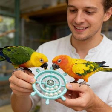Imagem de Brinquedo Giratório Para Aves | Roda de Enriquecimento Ambiental,Brinquedo Giratório de 360 Graus para Aves,Alívio do Tédio em Gaiola e Entretenimento para Poleiro de Animais