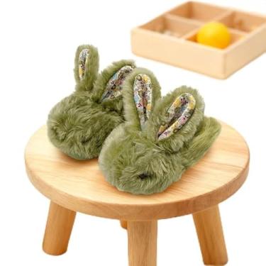Imagem de Chinelos infantis infantis para meninos e meninas, sapatos de casa de coelho, antiderrapante, quente, macio, para inverno, felpudo, interior verde, Verde, 8-9.5 Toddler