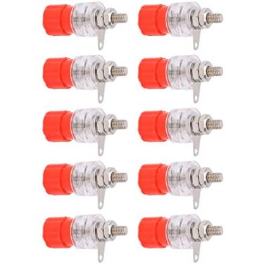 Imagem de KIMISS 10pcs Soquete Banana 4mm Poste de Ligação de Alto-falante de Cobre, Liga de Zinco e Material ABS, Tensão Nominal 30Vac-60Vdc, Corrente Máxima 24A, Compatível Com Equipamento Elétrico (Vermelho)