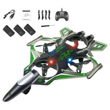 Imagem de oshhni Avião RC de controle remoto, leve e portátil, com luzes LED, modelo de helicóptero de para iniciantes, adolescentes e meninos, Bateria Verde 3