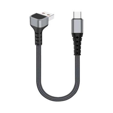 Imagem de Cabo USB a Para USB C Curto De Ângulo Reto De 90 Graus, Carregamento R