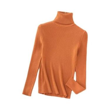 Imagem de Suéter Feminino De Gola Alta Slim Fit, Tricô Macio E Elástico, Casual 