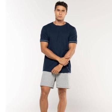 Imagem de Pijama Curto Marinho/Mescla KPR 173003 100% Algodão, P, Marinho, Mescl