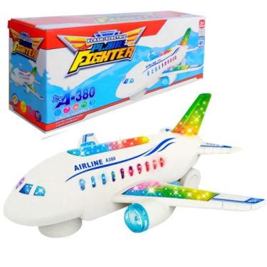 Imagem de Avião Eletrônico Musical Baby com Luzes Coloridas Música Recurso Bate 