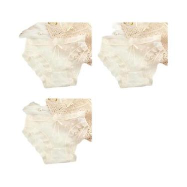 Imagem de Calcinhas De Renda De Algodão Para Meninas Jovens 3PCS Com Laço Sexy L