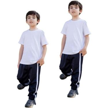 Imagem de 2 Calças Jogger Helanca Forrada Punho Na Barra Faixa Lat 424 - J94, 2 