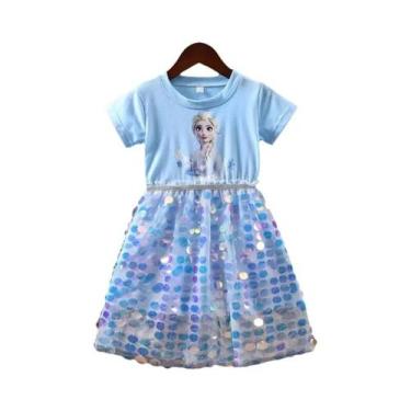 Imagem de Vestido Casual De Verão Da Menina Frozen Elsa Com Estampa De Princesa 