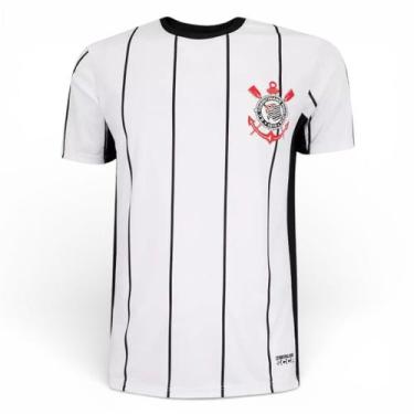 Imagem de Camisa Corinthians Fitness Coimbra Masculina Listrada Branca, Branco, 
