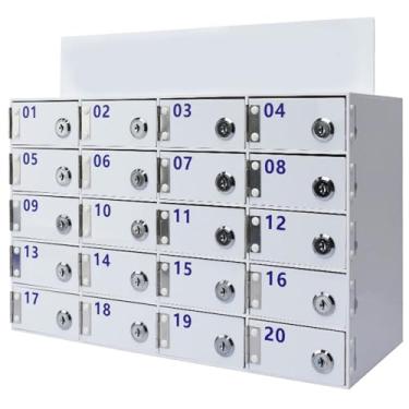 Imagem de Armário de armazenamento de telefone de acrílico, armário de parede de 30 compartimentos com fechaduras e chaves, organizador seguro de dispositivos móveis para escritório, sala de aula, academia