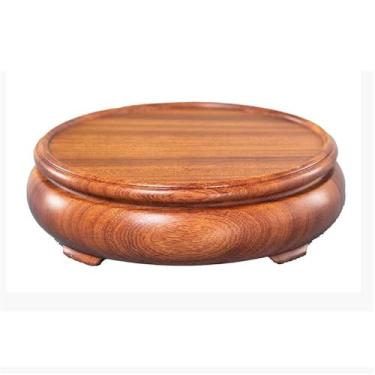 Imagem de suporte para bonsai Suporte de exibição para plantador bonsai, base redonda madeira galhos azedos para abajur mesa, bule chá(Pequeno)