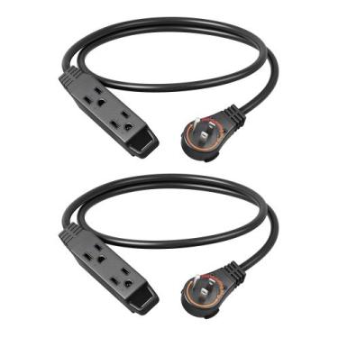 Imagem de Cabo de extensão DEWENWILS, plugue plano giratório de 360, 3 pés, 13 A