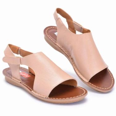 Imagem de Sandalia Rasteirinha Feminina Em Couro com detalhes Confortavel - CALÇ