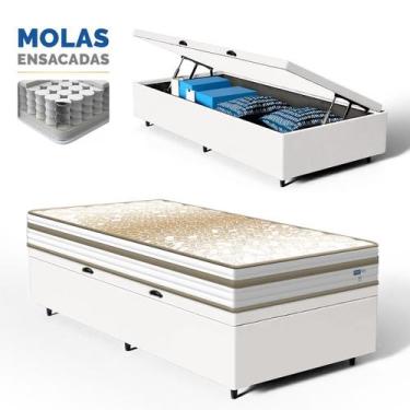 Imagem de Cama Box com Colchão de Molas Ensacadas Double Face Pillow Euro Alfa P