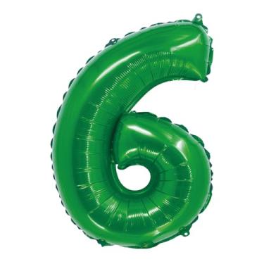 Imagem de BALAO METALIZADO C/CANUDO 16" VERDE NUMERO 6