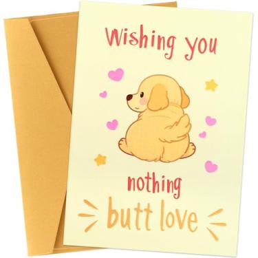 Imagem de Ethanberg Cartão de aniversário de cachorro engraçado para amantes de cães, cartão de dia dos namorados fofo para namorado, namorada, desejando nada amor de bumbum, cartão de felicitações bem-humorado