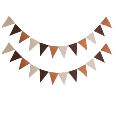 Imagem de JENSENLIN Guirlanda de bandeira marrom de feltro, decorações de chá de bebê boho safári, decoração de festa de aniversário de urso de pelúcia da floresta, decorações de casamento rústicas, pacote com