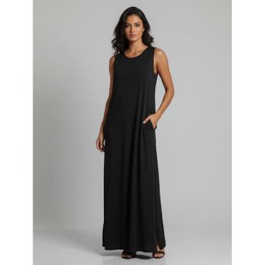 Imagem de Vestido Longo Aveloz Viscolycra Soltinho com Bolso Preto