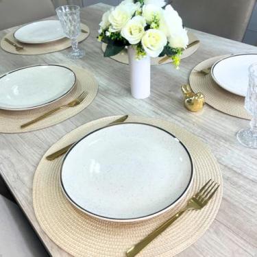 Imagem de Kit 4 Jogo Americano Redondo Sousplat para Mesa Posta Jantar e Decoração (Areia)
