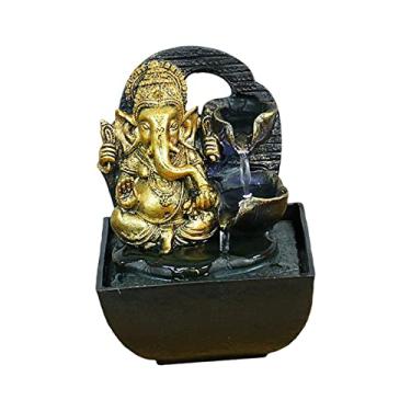 Imagem de Wswqop Estátua de Ganesha, Fonte de Água de Mesa, Escultura de Buda, Estatuetas, Elemento de Água, Cascata para Jardim de Pedras, Ornamento para, Presen, 14cm x 13,5cm x 18cm