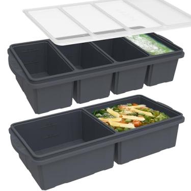 Imagem de XOMOO Bandeja de silicone para freezer com tampa – moldes para recipientes para congelador de sopa – Bandeja grande para cubos de gelo – faz 8 porções perfeitas para 1 xícara e 2 xícaras, 2 pacotes
