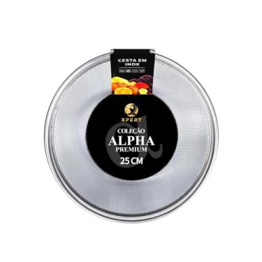 Imagem de Cesta em Aço Inox Premium, Coleção Alpha, 25cm de Diâmetro, Prata, Design Vazado para Ventilação