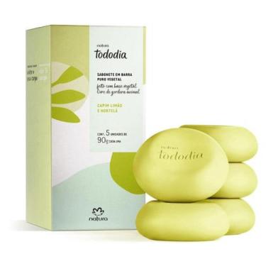 Imagem de Caixa de Sabonete hidratante em barra Natura Todo dia Capim Limão e Ho