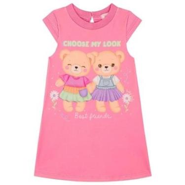 Imagem de Vestido Curto Infantil Alecrim Ursinhas Kukiê Rosa-Feminino