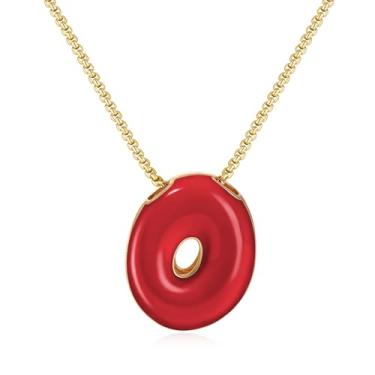 Imagem de KissYan Colar com letras de bolha, banhado a ouro 14 K, pingente de caixa com inicial de balão colorido, joia delicada para presente, Adjustable, Cobre, Sem Pedra Preciosa