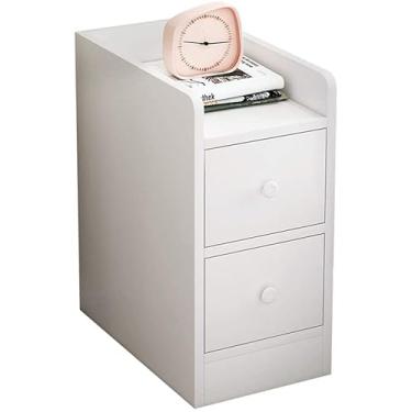 Imagem de Mesa de cabeceira ultra estreita, mesa de cabeceira, quarto, sala de estar, minimalista, multifuncional com gaveta, armário de armazenamento moderno digno