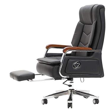 Imagem de U5GAAALPPQ9 Cadeira de escritório executiva de couro para casa com design de apoio para os pés, cadeira de gerente giratória reclinável, cadeira de computador para escritório, sala de treinamento