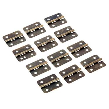 Imagem de U5GAAALPPQ9 12 dobradiças de porta antigas 19 x 16 mm para gaveta de armário de madeira caixa de joias ferro bronze dobradiça para móveis de casa de bonecas