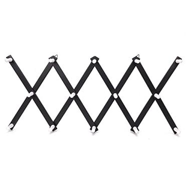 Imagem de U5GAAALPPQ9 14 ganchos multifunções cabide de parede de madeira expansível cabide para bonés sacos pendurados no gancho de porta do corredor organizador de cabide gancho (cor: preto)