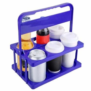 Imagem de Porta-bebidas reutilizável com alça para Doordash, Eats, Grubhub, acessórios portáteis de suporte de xícara/café para entrega, organizador de bebidas dobrável com bandeja, garrafa festiva de plástico