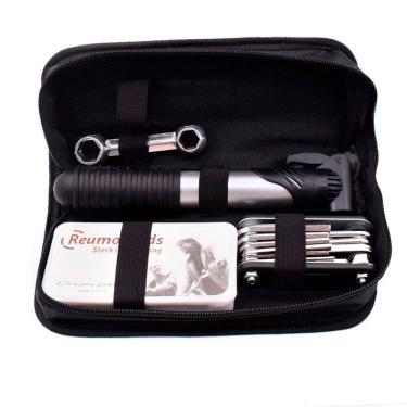 Imagem de Kit Ferramentas Bicicleta Bomba Ar Reparo Bolsa Preto